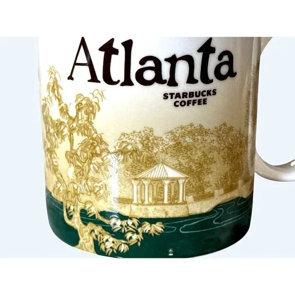 Starbucks Atlanta Collector Series City Mug 16 Oz 2009 Green Interior Skyline Ga - Picture 5 of 8